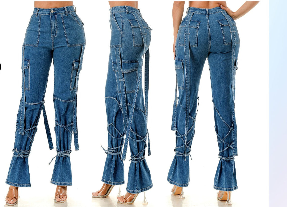 Denim Jeans with wrap strap