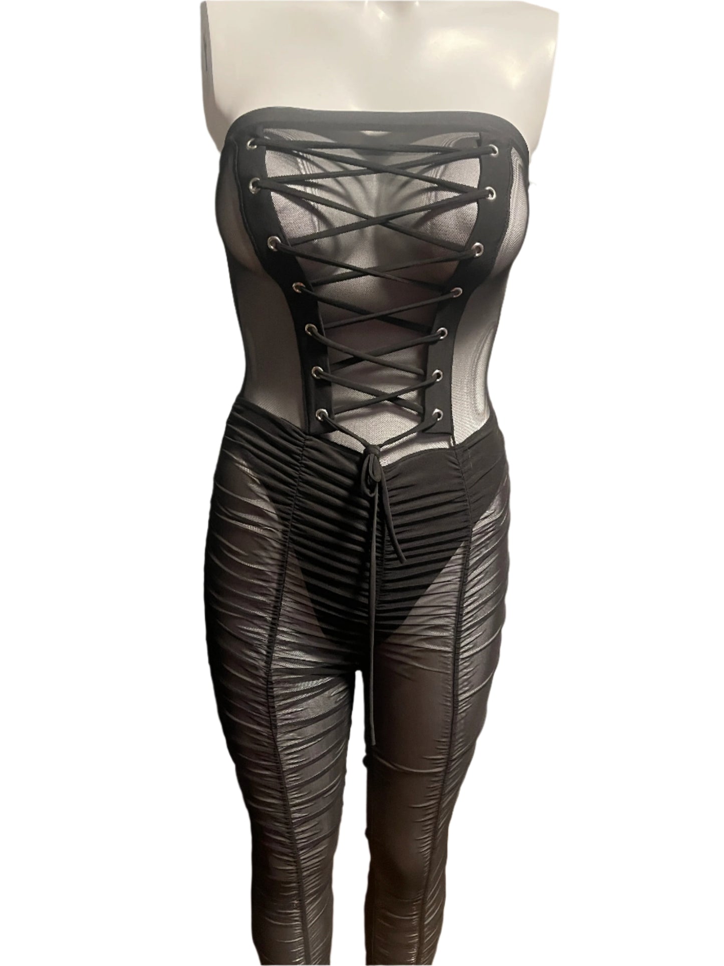 Mesh, Ruched and  Laced Jumper