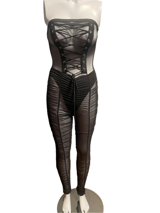 Mesh, Ruched and  Laced Jumper